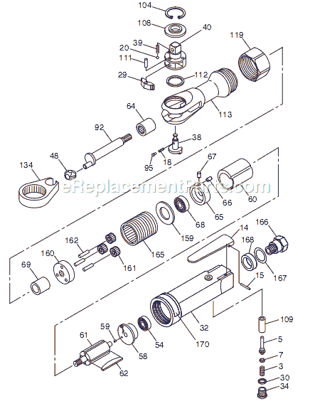 Page A Diagram and Parts List for CP824T T025391 Chicago Pneumatic Ratchet